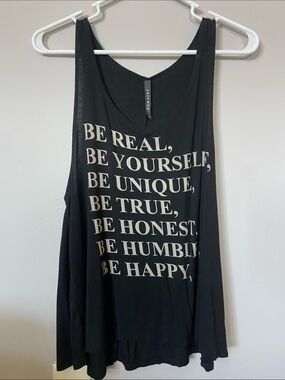 Triumph Black Tank Top with White Inspirational Text